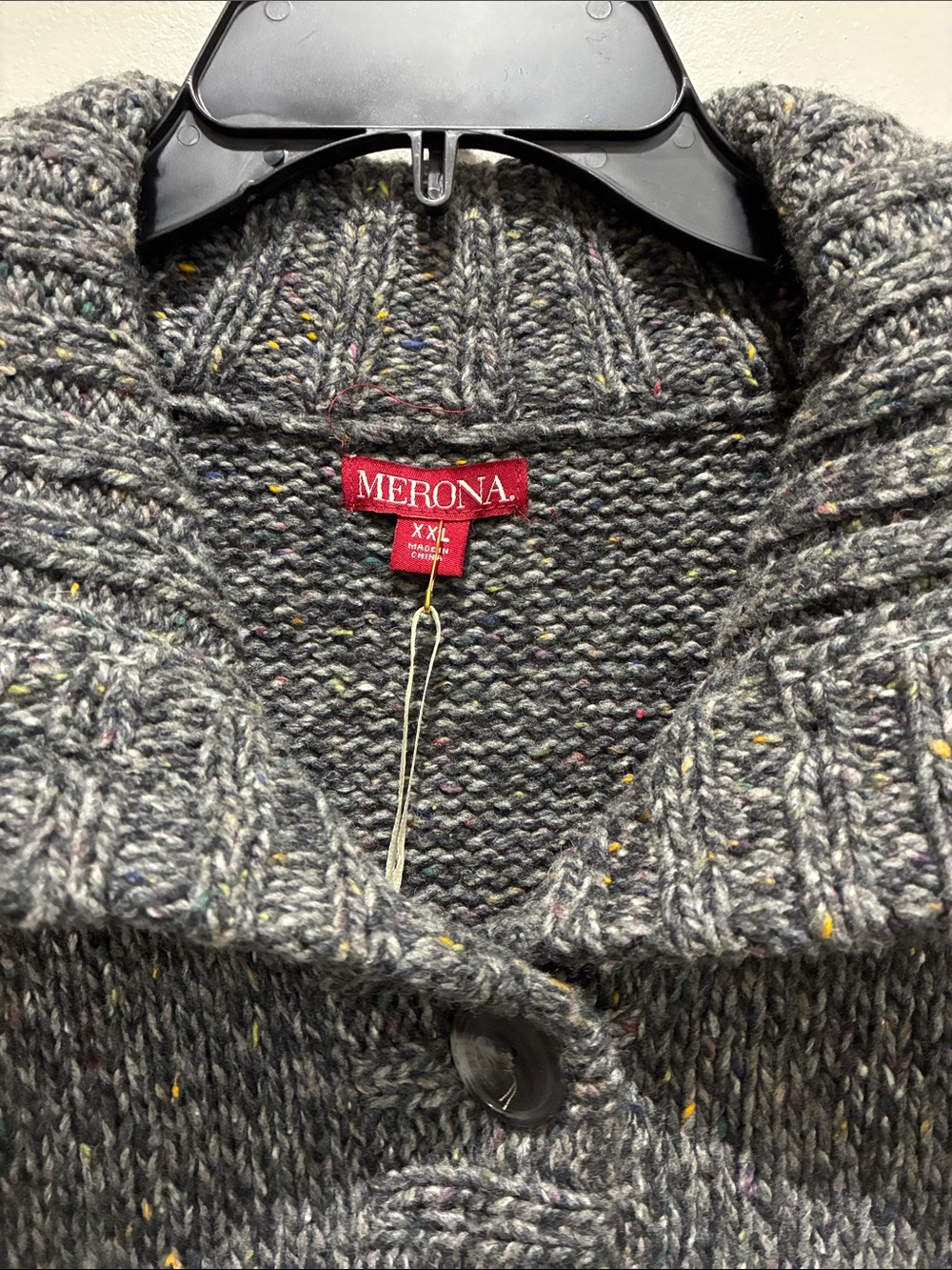 Merona Gray Ribbed Shawl Collar Button-Front Cardigan - Picture 2 of 4